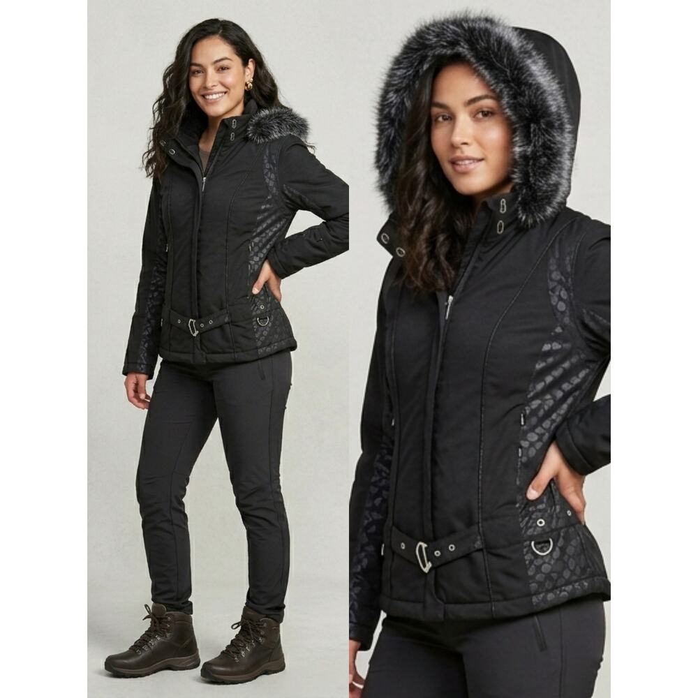 Metropolis Metrology $359 Large Black Faux Fur Coat Jacket